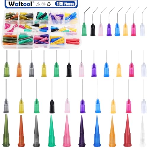 136Pcs 4 Style Blunt Tip Dispensing Needles Assortment Set, All Gauge Stainless Steel Syringe Needles for Refilling Liquid Inks Glue Applicator, Christmas Crafts Supplies
