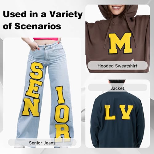 6 Inch Varsity Letter Patches Yellow Iron On Letters - color: Yellow, size: W