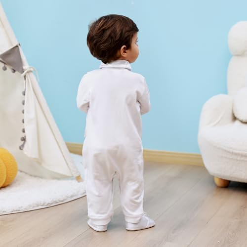 Booulfi Boy Baptism Outfits White Romper Fall Clothes Christening Gifts - color: White-4250, size: 3-6 Months