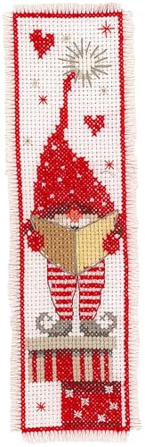 Vervaco Cross Stitch Bookmark Kit (Set of 2) Christmas Gnomes 2.4" x 8" - size: 6.0 x 20.0 x 0,3 cm