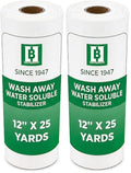 H.B.I. Wash Away Water Soluble Stabilizer for Embroidery Roll, Stabilizer for Embroidery Machines, 12" x 25 Yards, 1.5 oz, Backing for Machine & Hand Embroidery. (Pack of 2) - size: 12" x 25 Yds (Pack of 2)