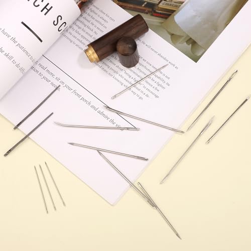 15pcs Leather Sewing Needles Kit, Large Eye Hand Stitching Needle