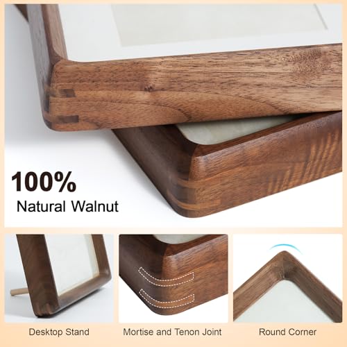 11x14 Picture Frames Walnut Solid Wood with Real Glass - size: 11×14