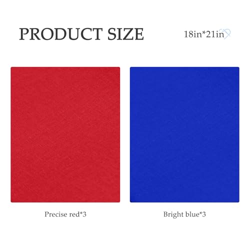 6 Pcs 18 x 21 Inches Cotton Fabric Precut Quilting Fabric Bundles Solid Colors Quilt Material for DIY Craft Sewing Embroidery (Red Blue) - color: Red Blue