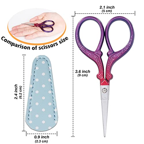 3.6 inch Sewing Crafting Scissors Stainless Steel Embroidery Scissors - color: Bright Purple