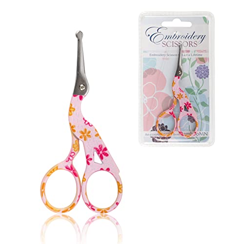 JubileeYarn TSA Compliant Rounded Embroidery Craft Stainless Steel Stork Scissors - Small Pink - 1 Unit - color: Small Stork Pink, size: 1 Unit
