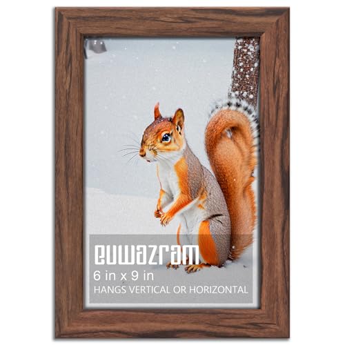 Rustic Walnut 6x9 Frame - Single Frame, 6 x 9 Poster Frame for Artwork, Puzzles, Photos and Movie Posters Picture Frames - size: 6" x 9"