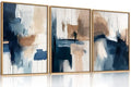 Large Abstract Brush Stroke Framed Canvas Wall Art-16"x24"x3 - color: Abstract Navy Blue Canvas Wall Art, size: 16"L x 24"W