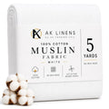 AK TRADING CO. Muslin Fabric/Textile Bleached - Draping Fabric - Bleached White 5 Yards Medium Weight - 100% Cotton (60in. Wide) - color: Bleach White, size: 5 Yards