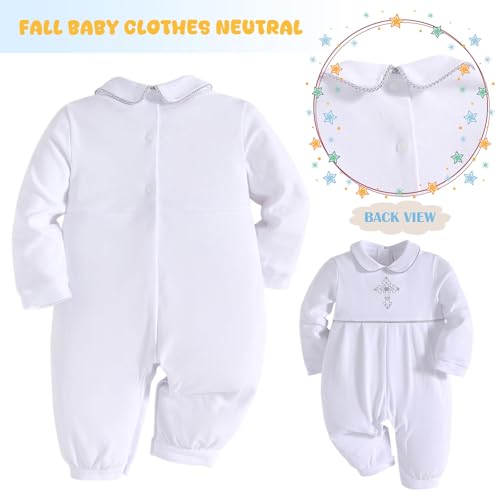 Booulfi Boy Baptism Outfits White Romper Fall Clothes Christening Gifts - color: White-5157, size: 6-9 Months