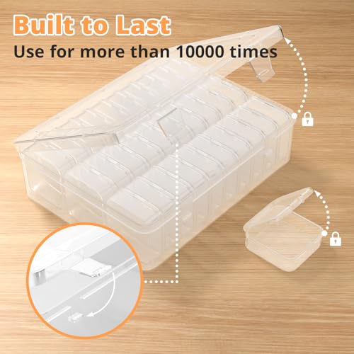 Mathtoxyz Bead Organizer Box, 30Pcs Small Beads Organizers and Storage Plastic Cases Mini Clear Dimond Storage Containers Boxes with Hinged Lid and Rectangle for Bracelet Making DIY Jewelry Craft Nail - size: Clear - 1P