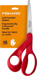 Fiskars Left-Handed Scissors, Precision Cutting for Craft Fabric Paper, Ergonomic Comfort Grip, Stainless Steel, 8", Red (Pack of 12) - style: Left-Handed (Pack of 12)