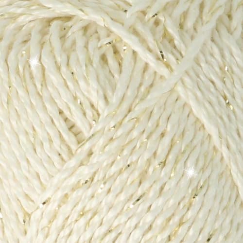 Scheepjes Catona Shine 50 g (105-G) Bridal White with Gold Metallic Thread - color: 105-G Bridal White - Gold