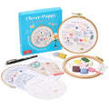 Clever Poppy Stitch Sampler Beginner Embroidery Kit – Easy Embroidery Kit for Beginners with Hoop, Thread & Patterns – Hand Embroidery Kit for Adults and Teens – Complete Embroidery Starter Kit