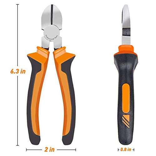 BOENFU Wire Cutters Heavy Duty Diagonal Pliers for Cutting Wires Craft 6" - color: 6 Inches - Orange Handle - Diagonal Cutters