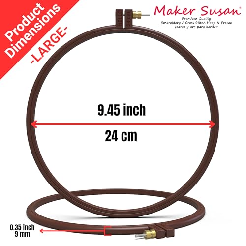 Maker Susan Plastic Embroidery Hoop, Hello Series Cross Stitch Hoops for Beginners, Punch Needle Hoop, Embroidery Frames for Sewing, Needlework, Embroidery Projects (Brown, 2 Pcs Set) - style: Brown