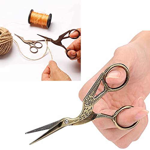 2PCS Vintage Stork Shape Sewing Scissors Stainless Steel Scissors - color: Brown