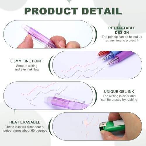 PATIKIL 3pcs Erasable Gel Pens 0.5mm Fine Point Retractable Heat Dark Blue - color: Dark Blue