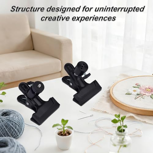 Metal Embroidery Hoop Stand, Portable Rotated Cross Stitch Holder Stand Needlepoint Support Adjustable Table Clip for Embroidery Craft Needlework DIY Projects