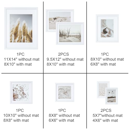 ArtbyHannah Gallery Wall Frame Set, 8 Pack White Picture Frames, Large - color: White, size: Large