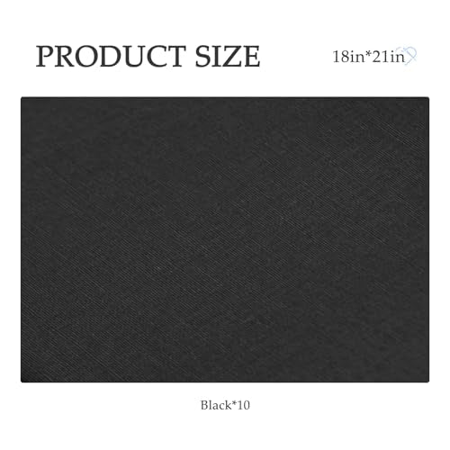10 Pieces 18 x 21 Inches Cotton Fabric Precut Quilting Fabric Bundles Solid Colors Layer Cakes Quilt Material for DIY Craft Sewing Embroidery (Black) - color: Black
