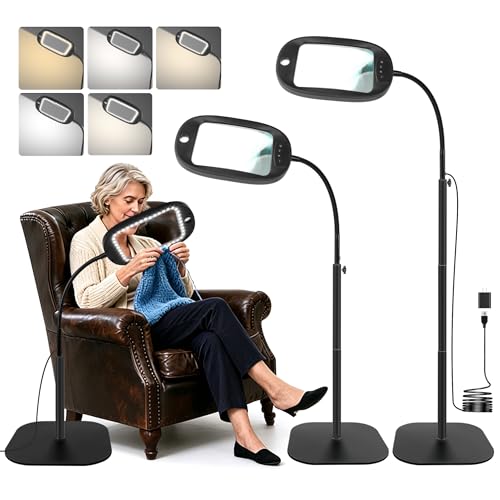 Floor Magnifying Glass with Light and Stand, 30X 10X Floor Magnifying Lamp