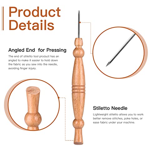 Stiletto & Pressing Tool, Precision Stiletto Handy for Getting Seams to Lay Correctly, Stiletto Quilting/Sewing Tool, Awl Tool for Sewing, Leather Hole Punch