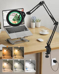 10X/5X Magnifying Lamp with LED Light, Real Glass Lens, Swing Arm, Green - color: Green