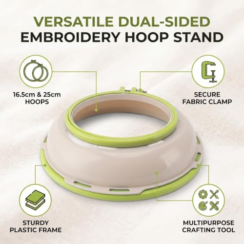 GLOGLOW Embroidery Hoop Stand, 6.5 and 10 Inch Double Sided Frame, Green - style: 2