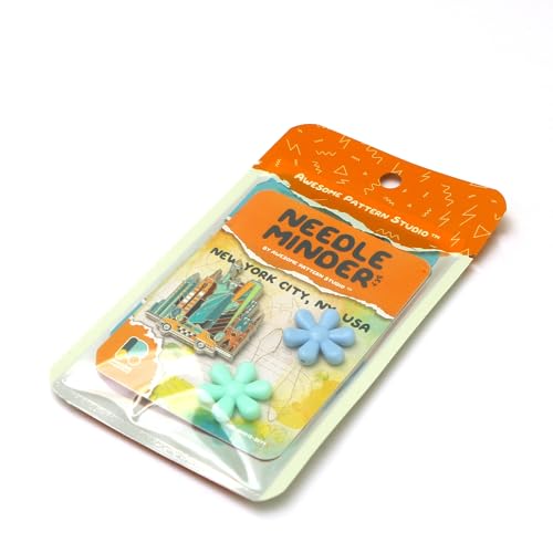 Awesome Pattern Studio Needle Minder Set – New York Magnetic Needle Minder + 2 Needle Threaders. Enamel Pin for Cross Stitch, Embroidery and Craft - size: New York Set #1