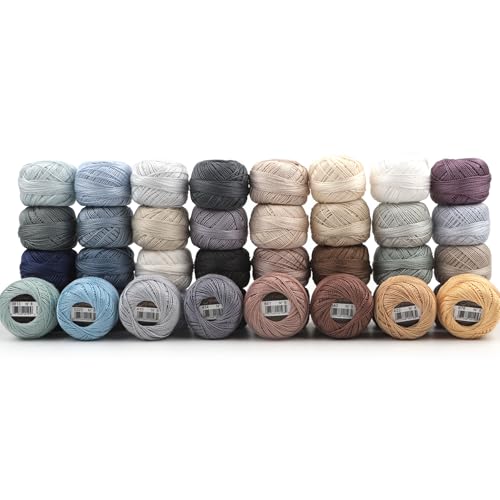 40 Colors Size 8 Double Mercerized Egyptian Long Staple Cotton Pearl Thread 5 Grams Ball Rainbow Color Embroidery Thread for Crochet Hardanger Cross Stitch Hand Embroidery (40F) - color: 40F