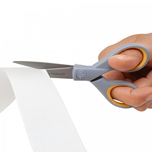 Westcott 13525 5-Inch Pointed Titanium-Bonded Crafting Scissors with Soft Handles, Gray/Yellow - style: Single (5 inch)