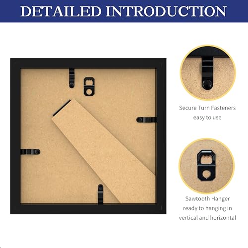 An&He 6x6 Picture Frames Set of 4, Displays 4x4 with Mat or 6x6 Without Mat Photos, Square Collage Wall Decor for Gallery, Tabletop & Wall Decor, Black - color: Black-4, size: 6x6