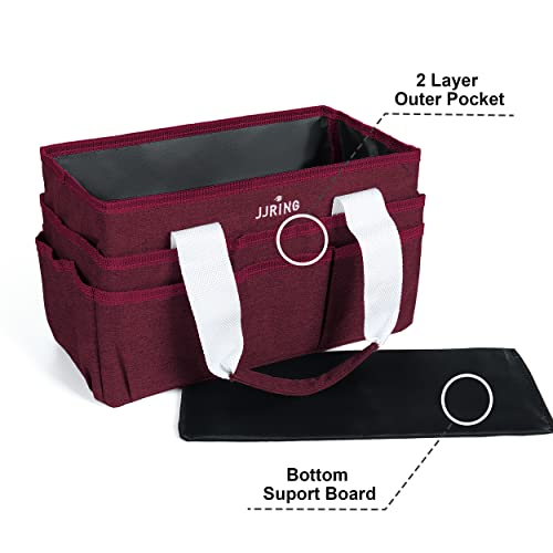 JJRING Craft Organizer Tote Bag Art Storage Caddy Dark Red - color: Dark Red, size: Small