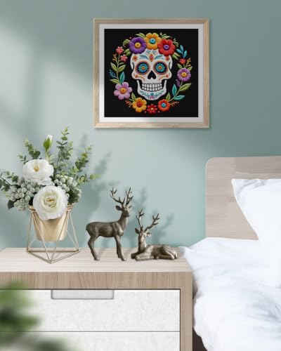 TINDTOP Embroidery Kit for Adult Beginners, Embroidery DIY Starter Kit, with Stamped Patterns, Hoop, Tools, Colorful Threads with Needles, Instructions (Skeleton B) - color: Skeleton B