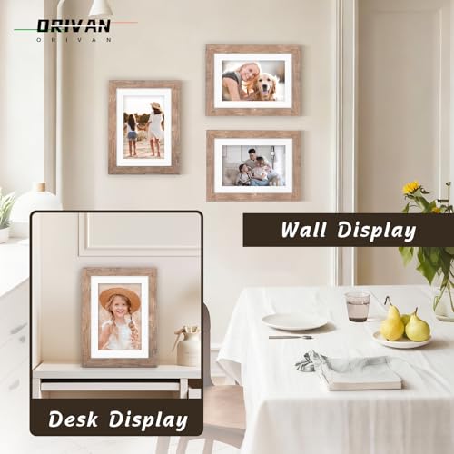 5x7 Picture Frame Wood Display Picture 4x6 with Mat Vintage Brown - color: Brown, size: 5x7