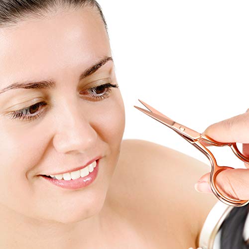 Mudder 3 Pack Small Eyebrow Nose Scissor Stainless Steel Scissor, Rose Gold - color: Rose Gold