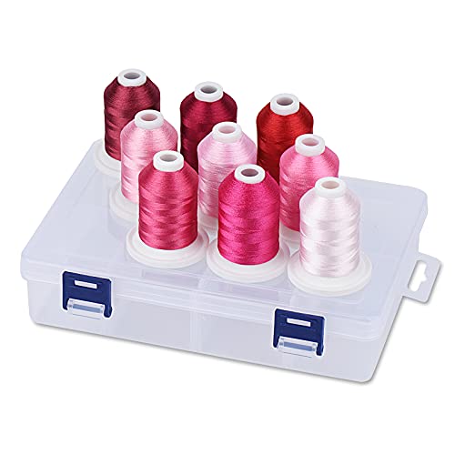 Simthread Embroidery Thread with Storage Box - 800 Yards/Spools - color: Rose Colors