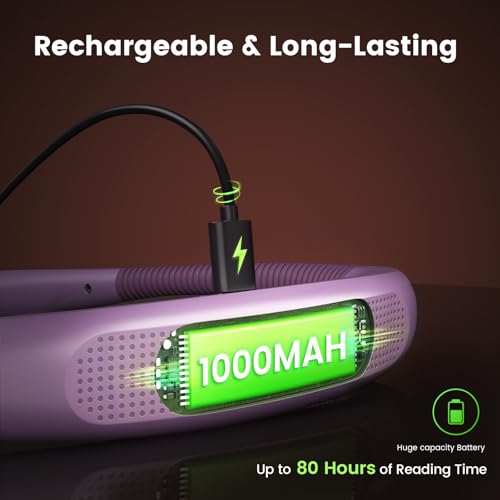 Glocusent Reading Light,LED Neck Light,80-hr Rechargeable Book Light - color: Purple, size: Standard-Medium