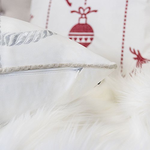 Embroidery White Velvet Throw Pillow Cover, Merry Christmas Series Gift Knot Luxury Soft Fuzzy Cozy Warm Slik Gift Square Couch Cushion Pillow Case 20 x 20 Inch, Cover Only - color: U5-gift Knot White