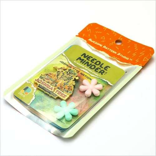 Awesome Pattern Studio Needle Minder Set - Joshua Tree Magnetic Needle Minder + 2 Needle Threaders. Enamel Pin for Cross Stitch, Embroidery and Craft - size: Joshua Tree Modern Design - SET #1