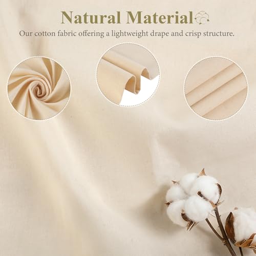 Rindion 100% Cotton Fabric, 63 in x 1.3 Yard Unbleached Muslin Fabric, Medium Weight Linen Fabric by The Yard for Sewing Embroidery, Garments, Arts and Crafts