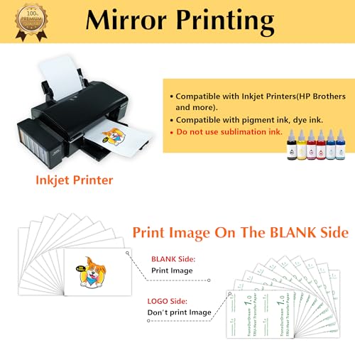 TransOurDream Heat Transfer Paper for T Shirts (20 Sheets, 8.5x11") Printable Heat Transfer Vinyl for Inkjet Printer Iron on Transfers for Light & White Fabrics (Trans-1) (Pack of 3) - color: Light, size: 20 Sheets (Pack of 3)