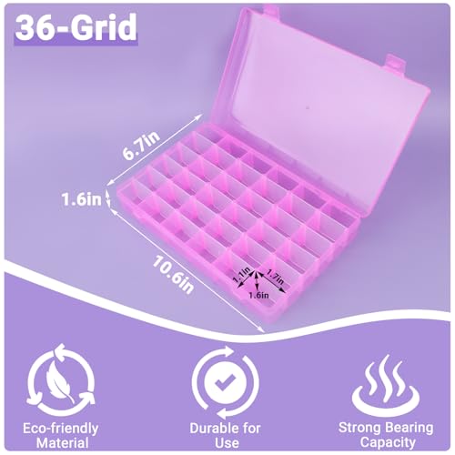 False Nail Container, 36-Gird Plastic Nail Art Organizers Storage Box with Adjustable Dividers, False Jewelry Diamonds Charms Nail 3D Decorations Manicure Accessory Holder Case, 2 Packs - color: Pink, size: 36 Grids-2 Packs
