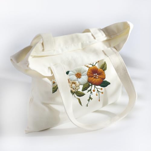 Huacan Embroidery Canvas Bag Kits for Adults Beginner Stamped Flowers Pattern DIY Cross Stitch Printed Flower Stitching Sewing Kit - color: Flower 3