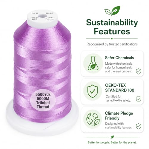 Simthread 5500Yds/5000M 40WT Polyester Embroidery Thread Lilac 612 - color: Lilac-612