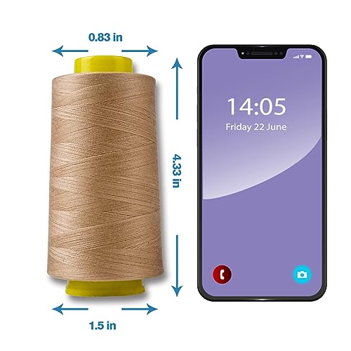 Dark Cream Serger Thread, All-Purpose Thread for Sewing, Polyester, 4 Cones of 3000 Yards Each Spool for Sewing Machine - color: 4 Dark Cream