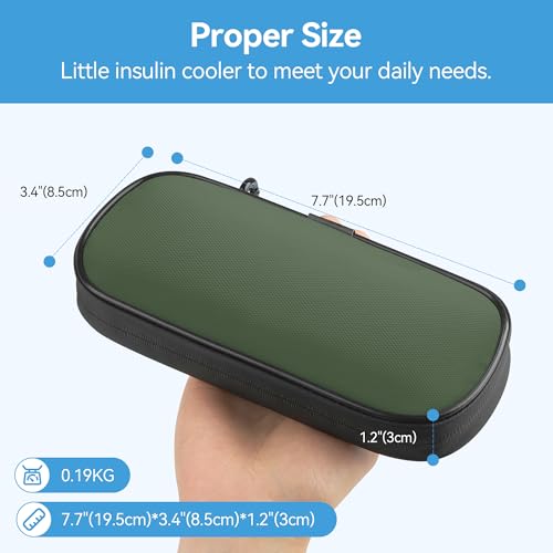 Gelozid Insulin Cooler Travel Case with 2 Reusable Ice Packs, Green & Gray - color: Dark green with Gray, size: Cooler Case