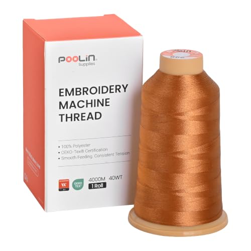 Poolin Polyester Machine Embroidery Thread 4000M 40WT Copper Brown 0866 - color: Copper Brown 0866