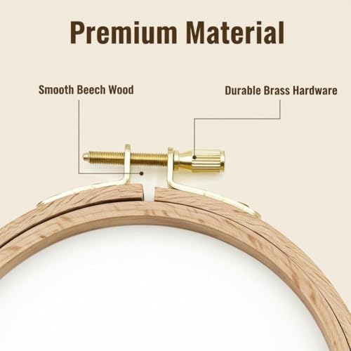 Alaviitsi Small Embroidery Frame, 3 Pack 4 Inch Beech Wood Embroidery Kit, Adjustable Copper-Plated Screw Wooden Hoop Cross Stitch Craft Accessories Supplies - size: 4"